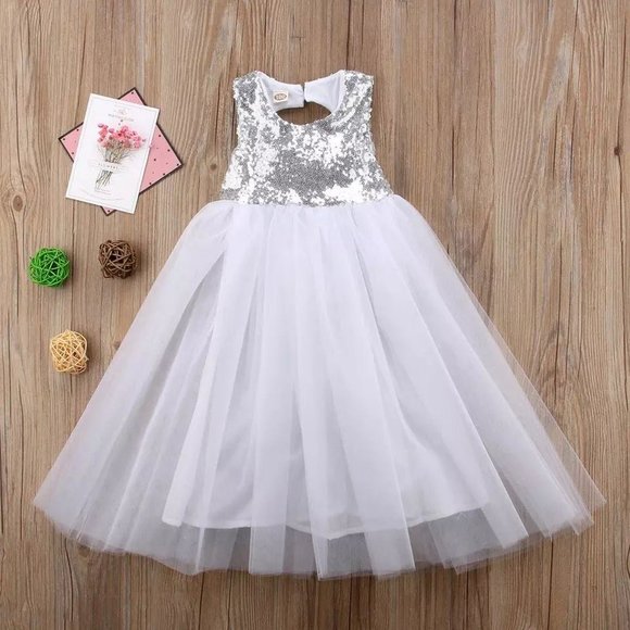 Frozen Wonderland Snowflakes Girl Outfit Clothes Dress New Year Sequin Tulle - Picture 1 of 5
